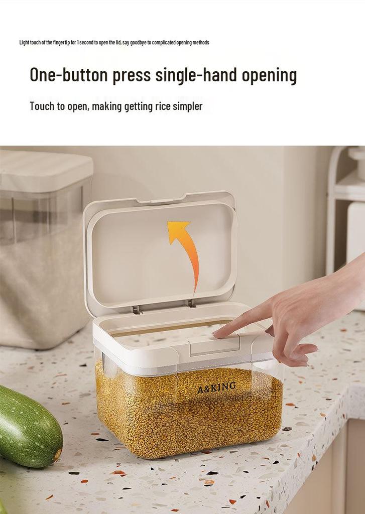 Sealed Rice Storage Container: Press-Style, Pest & Moisture-Proof for Grains & Flour