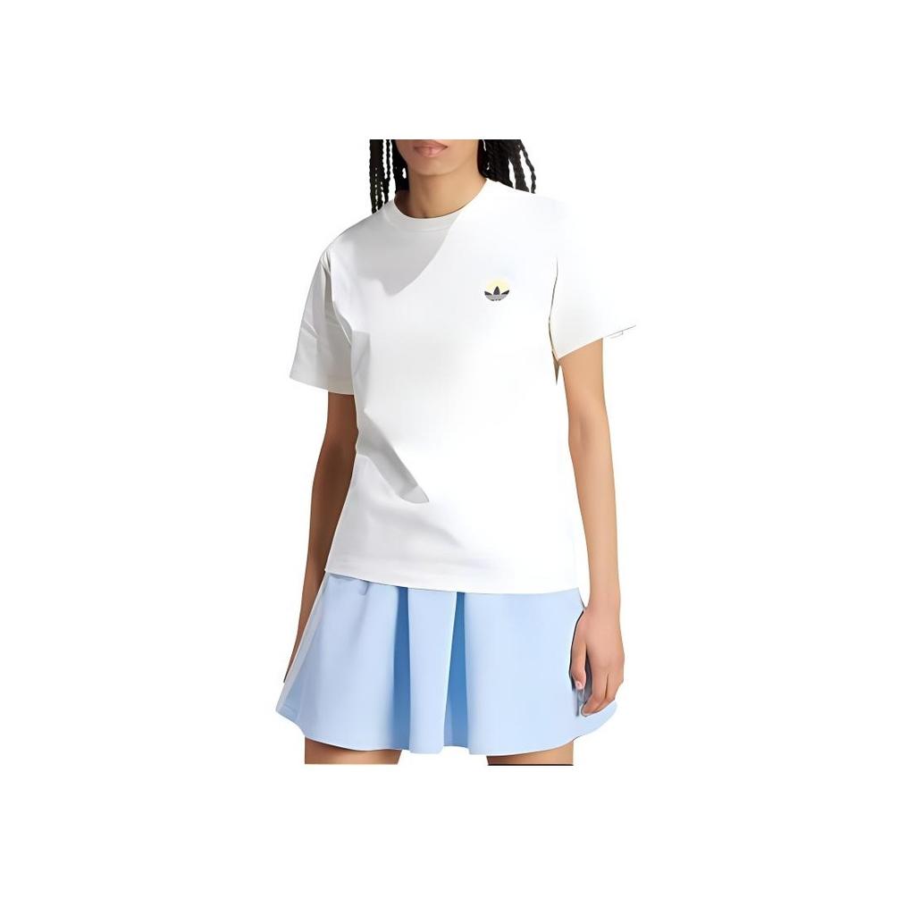 Adidas Originals Logo Crew Neck Casual Tee Women Tops White IR7473