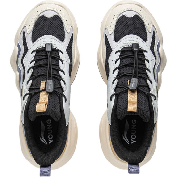 Li Ning Kids Sports Lifestyle Series Comfortable Versatile Rebound Low-Top Casual Shoes Unisex Casual Shoes Gray YKCV250-5