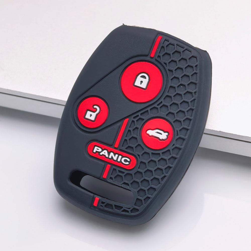 Silicone Car Key Cover Fit for Honda Civic Accord CR-V Fit Jazz HR-V Vezel City Civic Accord CR-V Fit Jazz HR-V Vezel City Hybrid 4 Button