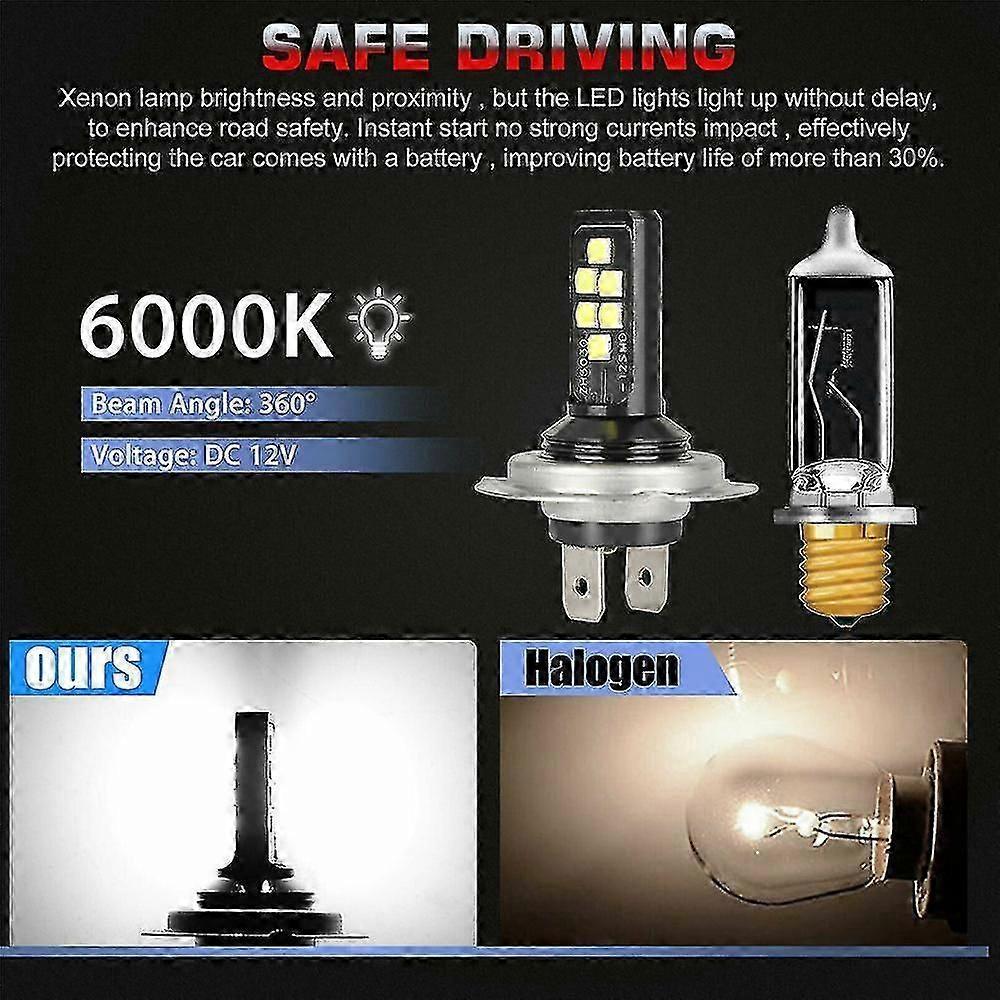 4x H7 Led Headlight Bulb Kit High Low Beam 120w 60000lm Super Bright 6000k White - Ya_sys1