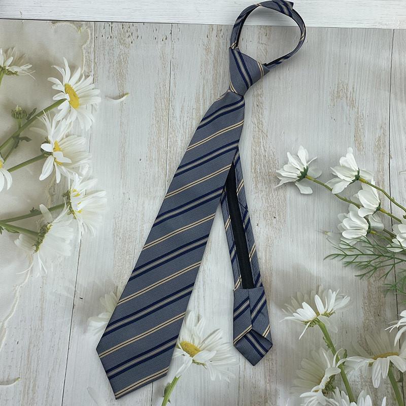 Stripe Gray Horizontal Tie Neck Flower Adults School Casual Decoration Attire