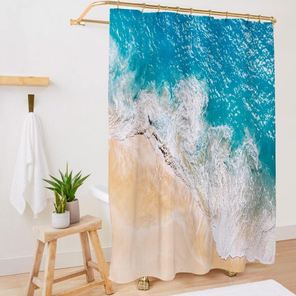 Abstract Linen Shower Curtain Sets Color Block Line Minimalism Bathroom Curtain Art Bath Curtain Waterproof and Linen Fabric for