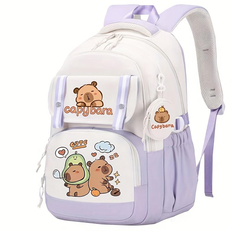 

Cute Capybara Peripheral Capybara Printed Fashion Children s School Bag Cross-border Korean Edition Student Ridge Backpack