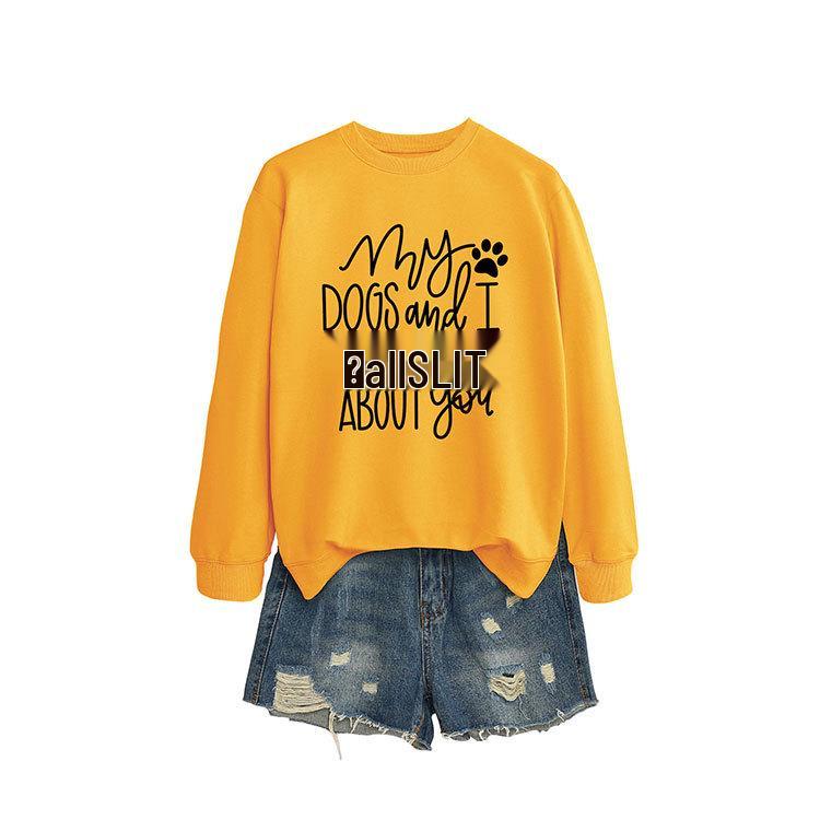My Dogs and I Chat Hoodie: European & American Style, Round Neck, Long Sleeve, Loose Fit