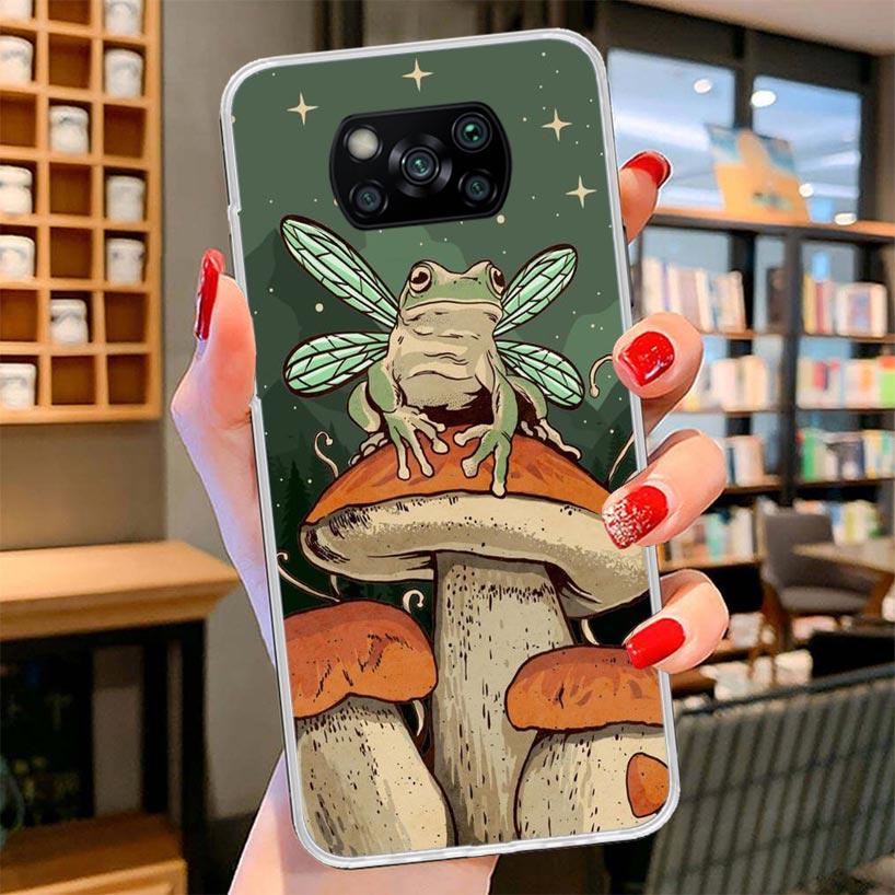 Cottagecore Frog Mushroom Kawaii Cover Phone Case For Xiaomi Poco F7 Ultra X7 X6 X5 Pro M7 Redmi 15C 15 13C 13 12C 12 10C 10 9A