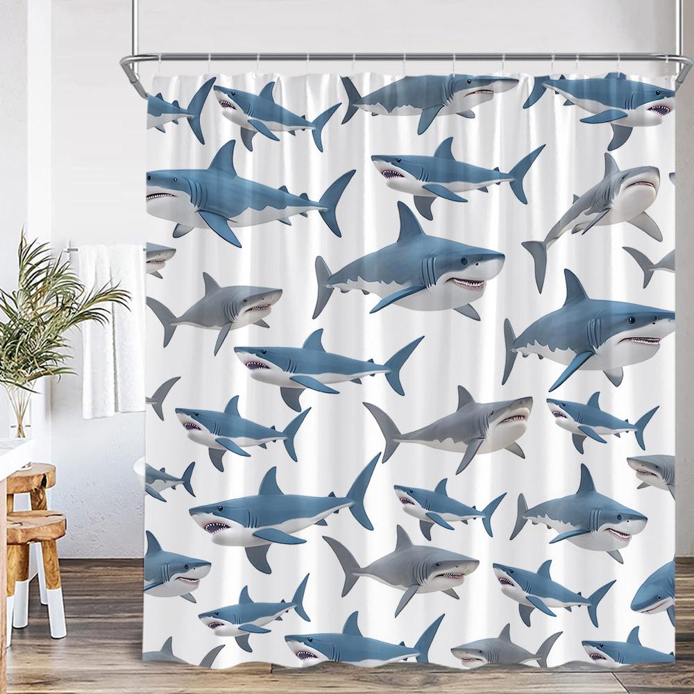Cartoon Ocean Animals Kids Shower Curtains Tropical Fishes Coral Starfish Shell Bathroom Decorations Funny Children Bath Curtain