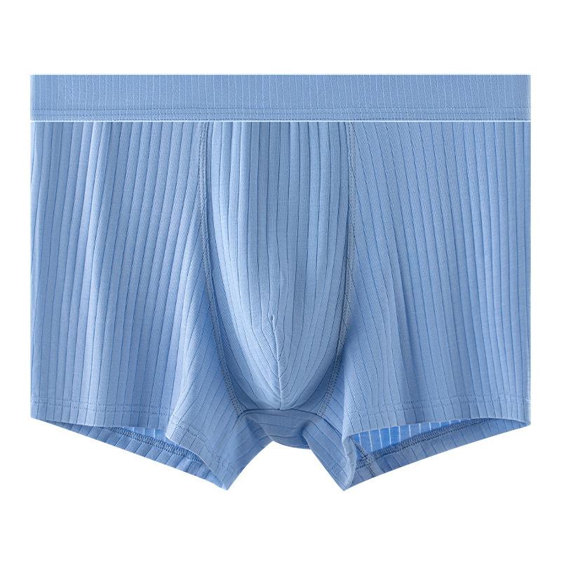 Men's Cotton Underwear with Vertical Stripes Mid Waist Antibacterial Underwear for Men