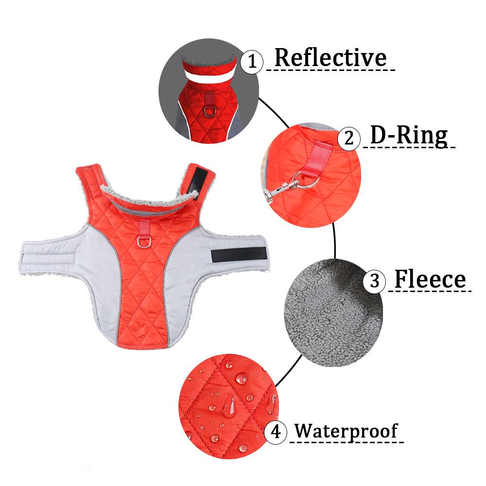 Winter Big Dog Jacket Reflective Waterproof Clothes For Medium Large Dogs Coat With High Collar Thicken Fleece Labrador Outfits