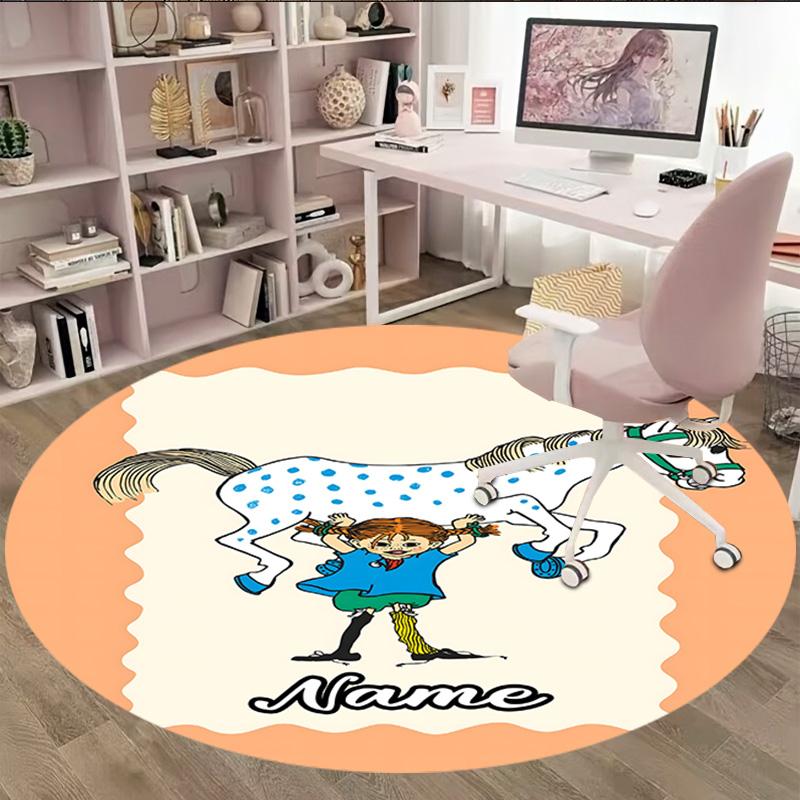 Customizable Pippi Longstocking1 Round Non-Slip Carpet - Ideal for Garden, Picnic, Office, Perfect for Decoration, Suitable For All Seasons