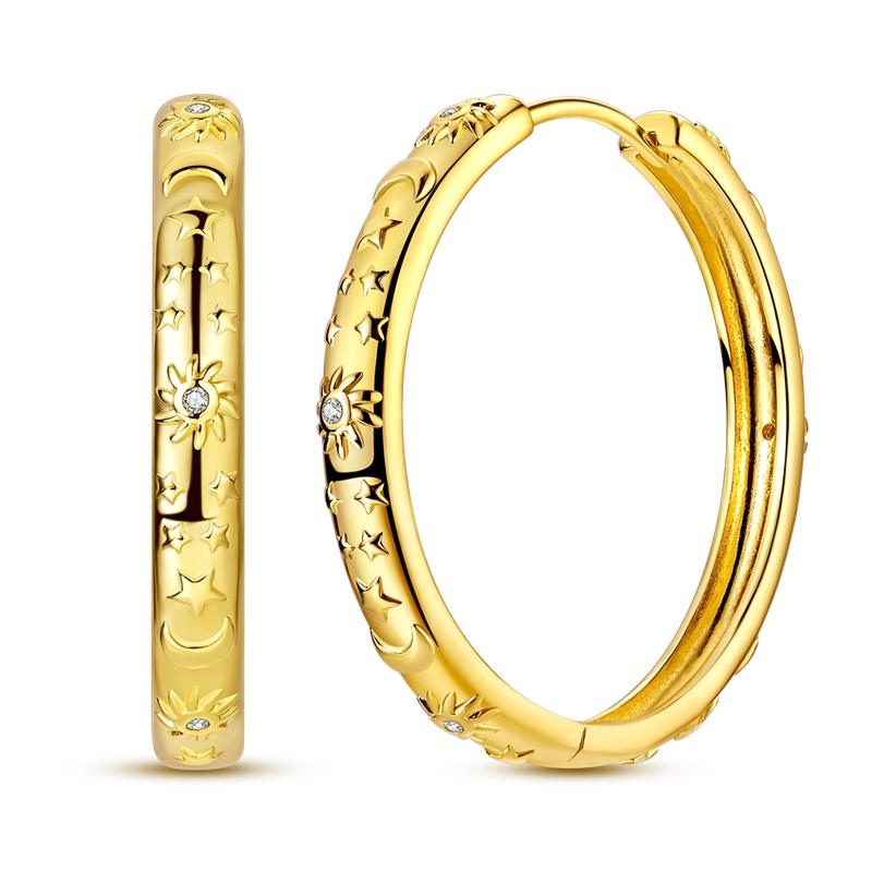 New 925 Sterling Copper Gold Color Hoop Earrings Butterfly Paved CZ Stone Original Golden Earrings For Women Fine Zircon Gift