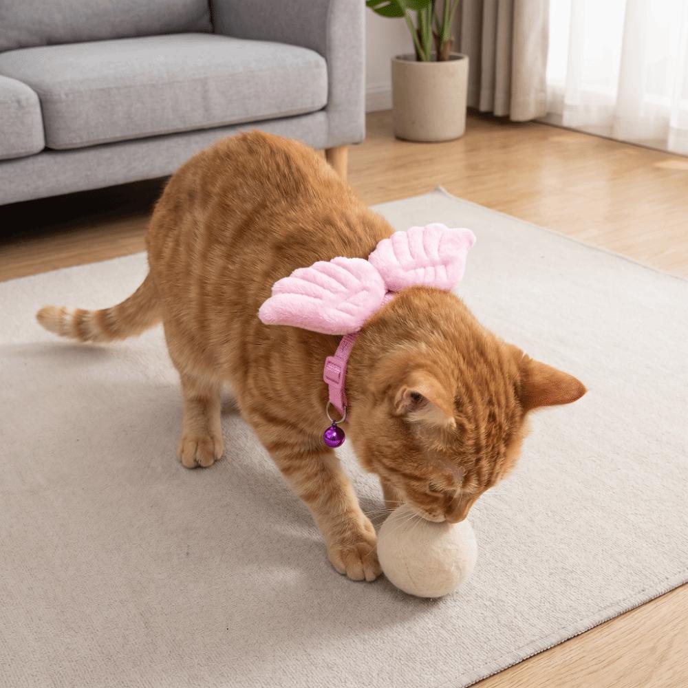 Lovely Adjustable Plush Wings Cat Collar Solid Color Soft Pet Collar Lightweight Not Tight Nor Loose Pet Dressing Pet Beauty