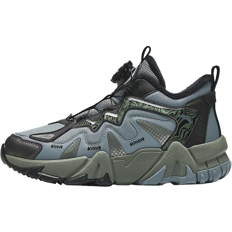 

Anta Детская трендовая модная утепленная теплая нескользящая прочная легкая амортизирующая обувь средней высоты повседневная детская обувь черно-серая A12446917-6 37