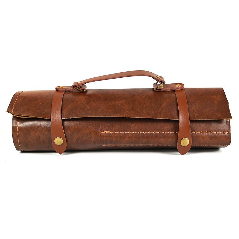 Bolsa Enrollable Duradera para Cuchillos de 8 9 11 Ranuras Piel PU Chef Santoku Cuchillo de Carnicero Estuche de Transporte Japonés Bolsillo de Almacenamiento para Cuchillos de Viaje Profesional