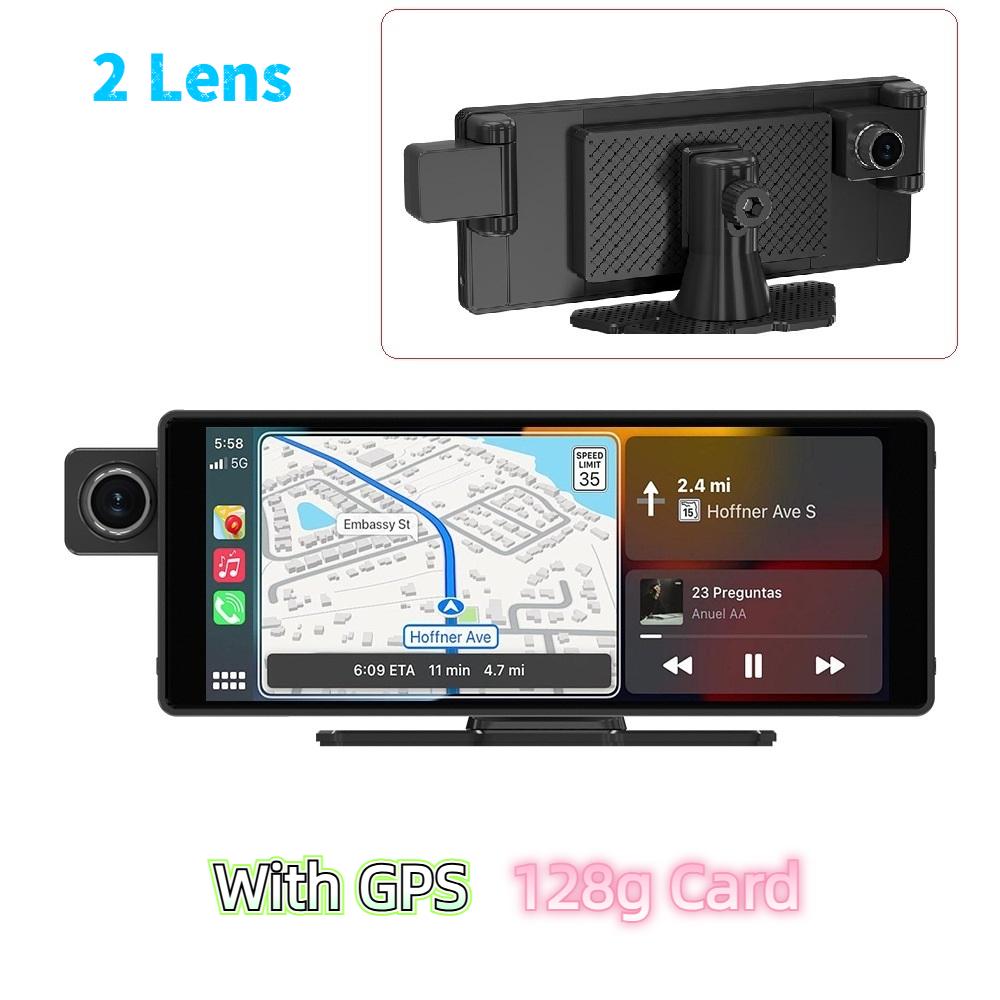 3-lens Dashcam, 10.26" HD Wireless CarPlay Car Navigation GPS.