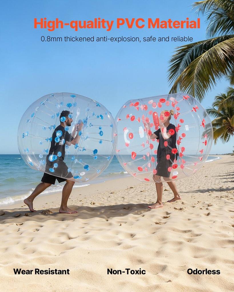 Inflatable Bumper Balls 2-Pack, 5FT/1.5M Body Sumo Zorb Balls for Teen & Adult, 0.8mm Thick PVC Human Hamster Bubble Balls for Outdoor Team Gaming