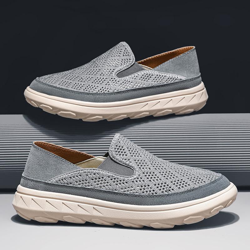 

Большие размеры сетчатых туфель мужские новые полые легкие сетчатые туфли без застежек летние дышащие повседневные мокасины 45 серый