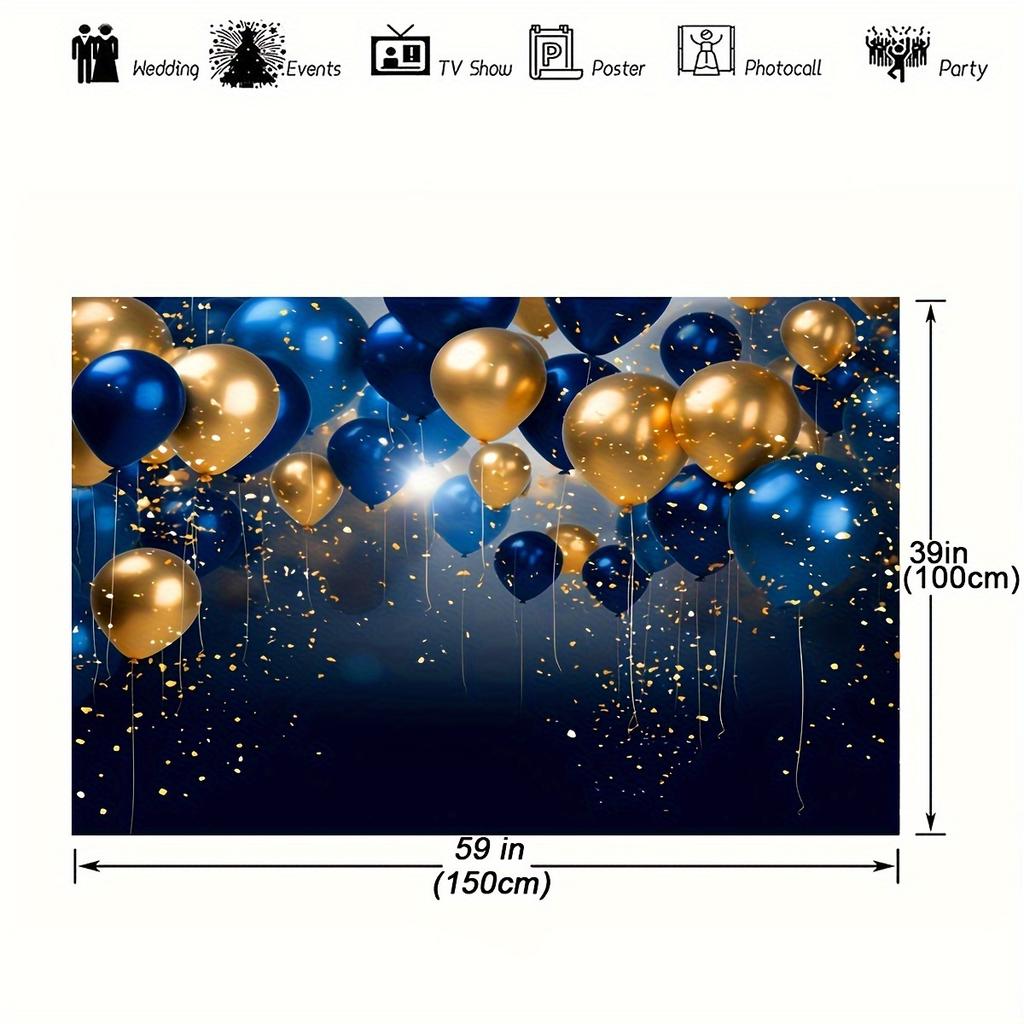 Royal Blue Glitter Background,birthday Wedding Dance Graduation  Background Party Glitter Blue Balloon Party Decoration