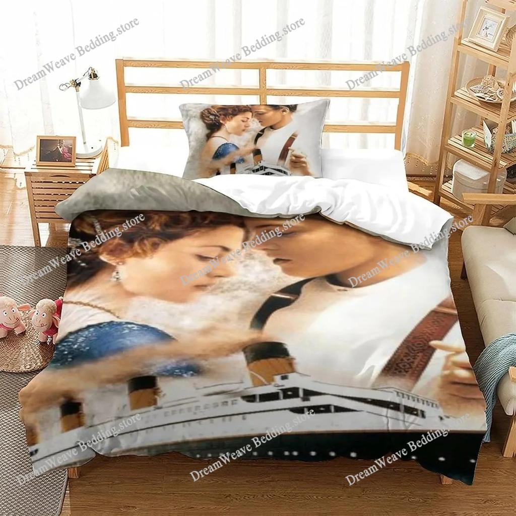 Romantic Love Duvet Cover Pillowcase Titanic Jack Rose Bedding Set Adult Boy Girl Bedroom Decoration Single Double Large Size