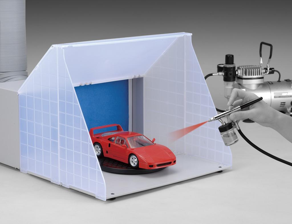 Takagi EARTH MAN Spray Booth Set with Fan Motor Ventilation Keeps Paint and Odors Foldable for Airbrush Plastic and & Duct, Outside, Painting, Models,