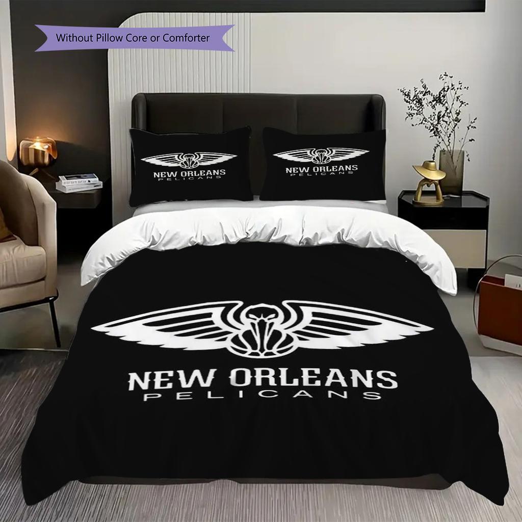 New Orleans Basketball Spirit Three-piece set(1 * duvet cover + 2 * pillowcase, without core)Soft and comfortable Christmas birthday gift