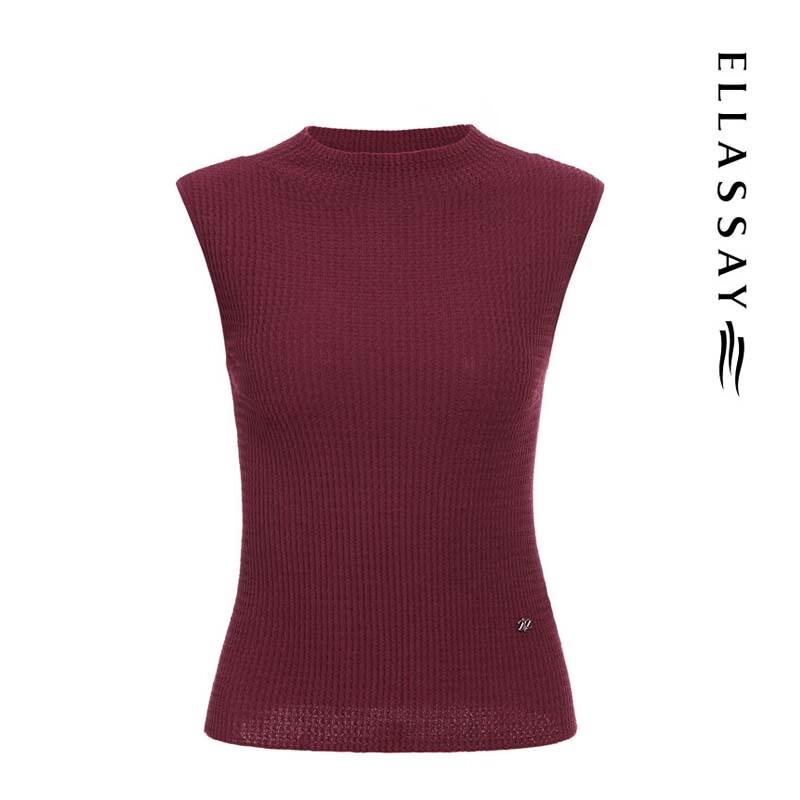ELLASSAY Women's Mock Neck Sleeveless Knit Top