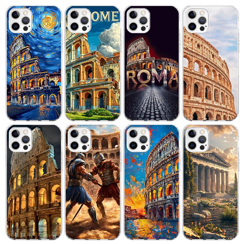 Roman Colosseum Phone Case For iPhone 17 Air 11 13 Mini 14 15 Plus 16 12 Pro Max 16E SE 7 8 Pattern Soft TPU Back Cover 13 12 M