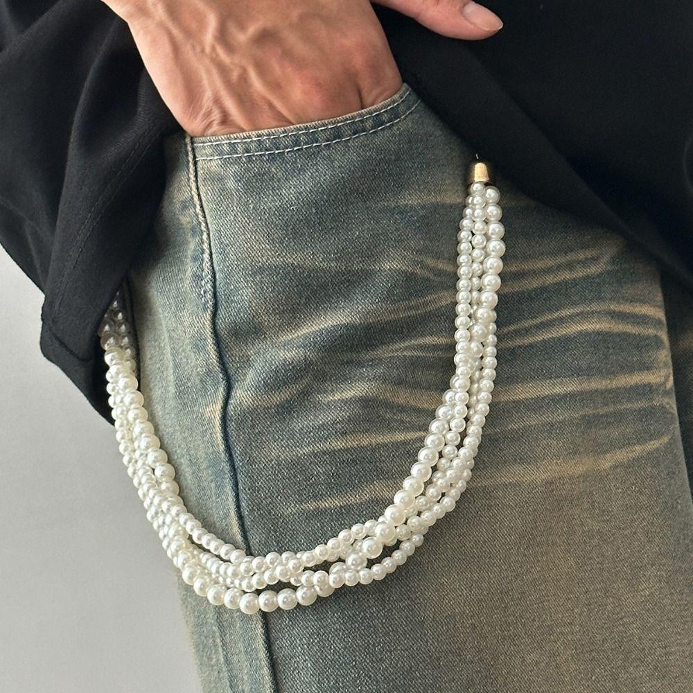 Tassel Pearl Waist Chain Zinc Zinc Zinc Alloy Pants Chain Goth Punk Belt Chain  Jeans