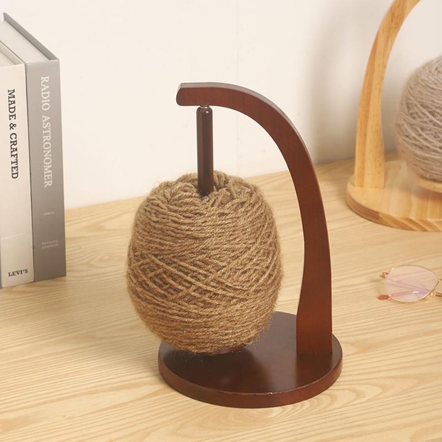 Fából készült fonaltartó fonó kötőeszközök horgolt fonaltartó Forgó mágneses cérna orsó gyapjúgolyó tekercselő forgó fonó