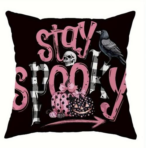 

1pc Black Pink Halloween Cushion Cover Pumpkin Printed Washable Cover Halloween Themed Party Living Room Bedroom Decoration 45x45cm
