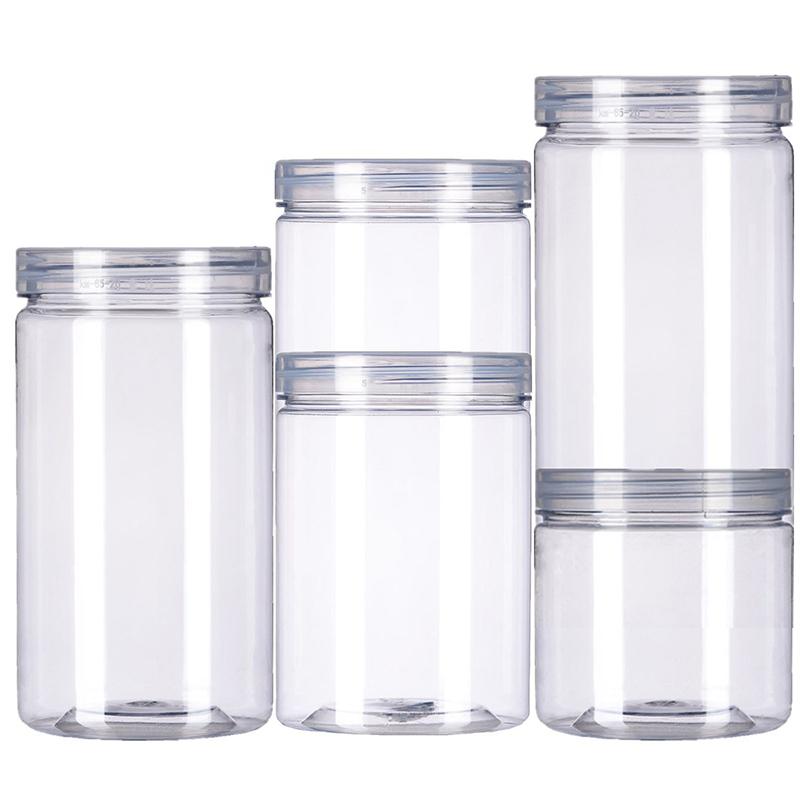 Clear Sealed Tank Sealed Jar With Lid Circular Storage Bucket Cans Nut Jar Miscellaneous Grain Tank Plastic Bottle