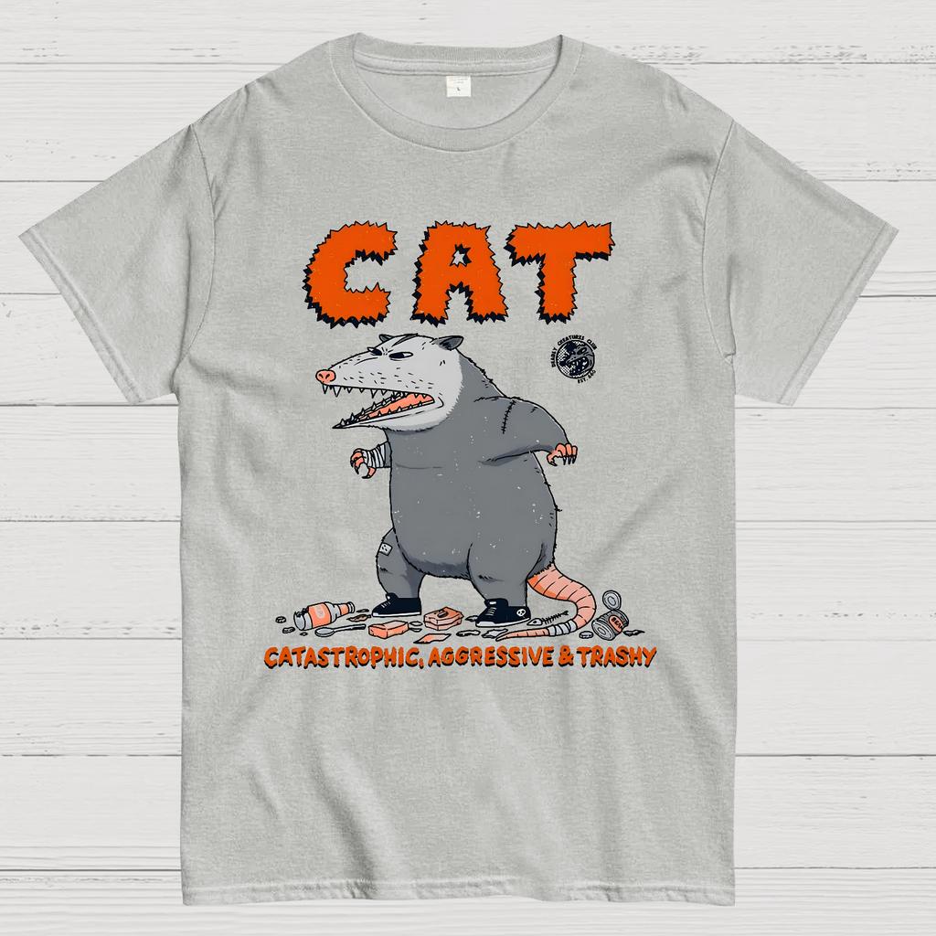 Cat Catastrophic Aggressive Trashy Cotton Summer Casual Cool Loose T-Shirt