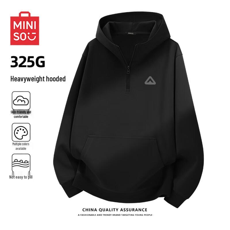 MINISO Men's Heavyweight Half-Zip Hooded Sweatshirt