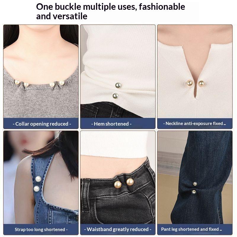 Pearl Sleeve Clips 2 Pack No Sew No Trace Clothing Holders for Adjusting Long Sleeves Weekend Outings