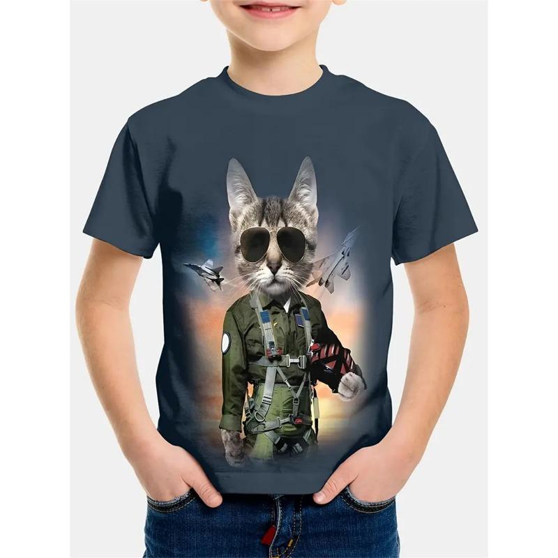 3d Print Retro Animal Top Tee Shirt Kids Boys Clothes Short Sleeve Casual Children's Clothing Fashion T Shirt For Boys