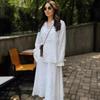 Women's Loose-fitting Casual Set Solid-color Cotton-linen Long-sleeved Shirt + Loose-fitting Long Skirt, Comfortable Two-piece Set for Commuting