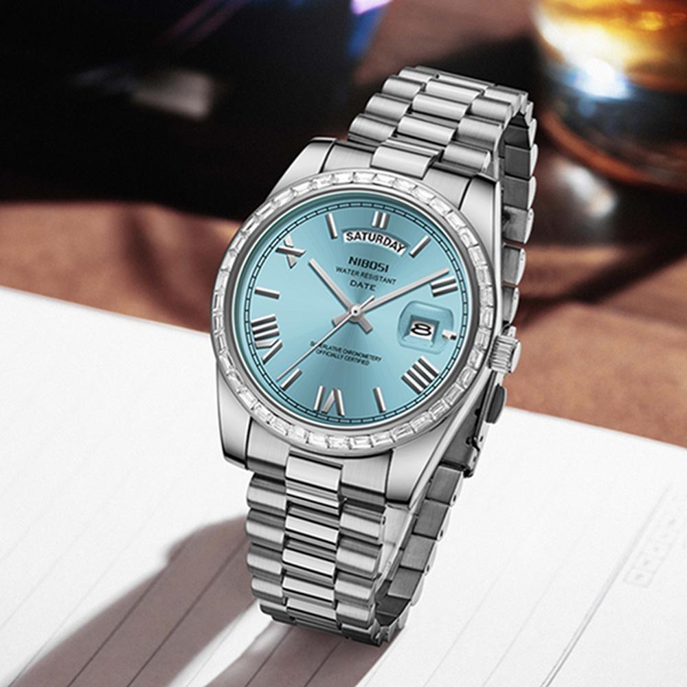 NIBOSI Fashion Men Watches Top Brand Luxury Wristwatch Day Date Miyota Quartz Watch Men Waterproof Clock