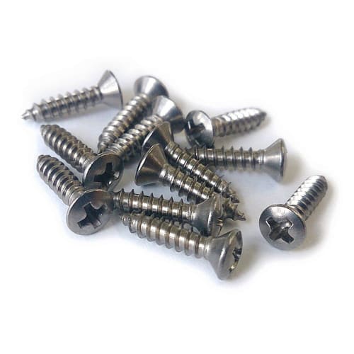 YJB PARTS #10017 Inch Pickguard Screws, Fender Type, 12-Pack (Stainless Steel)