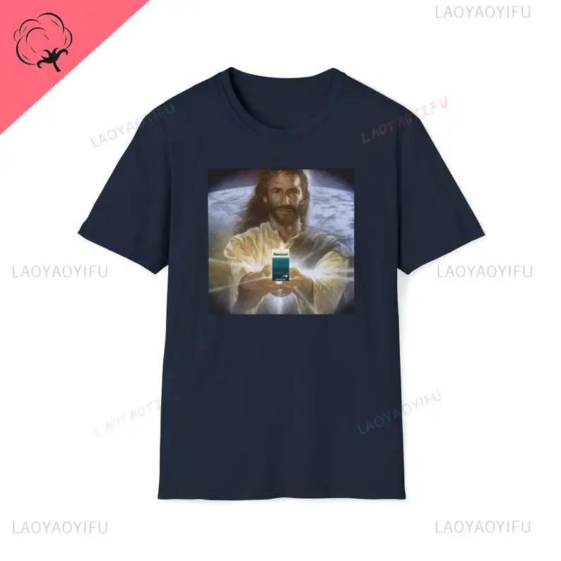 Ježíš drží cigarety | Tričko Newport Funny Meme Oddly Specific Weird Trička Trička s grafickým potiskem Top Bavlněné tričko Unisex