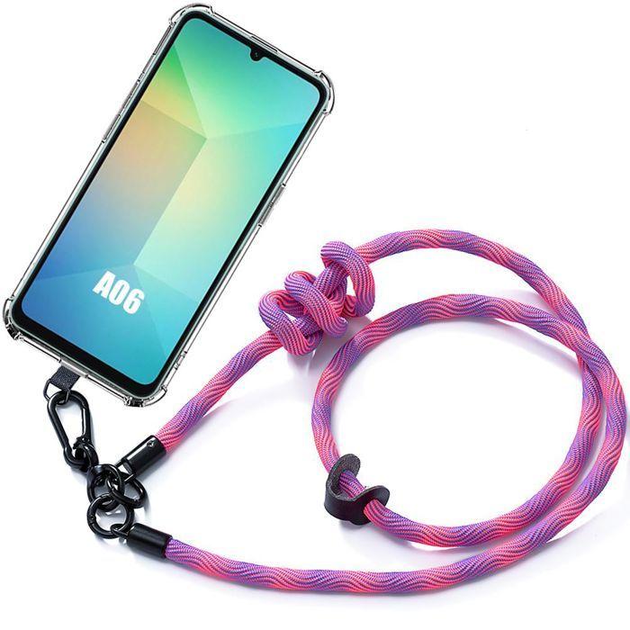 Coque pour Samsung Galaxy A06, Protection Coins Renforcés avec Lanière Rose - BOOLING