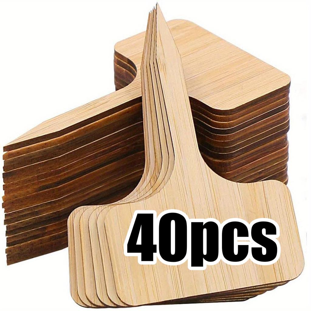 Bamboo Plant Labels Plant Tags T-Type Garden Marker For Plants Vegetable Seedlings Name Sign Outdoor Waterproof Handwritten Tags