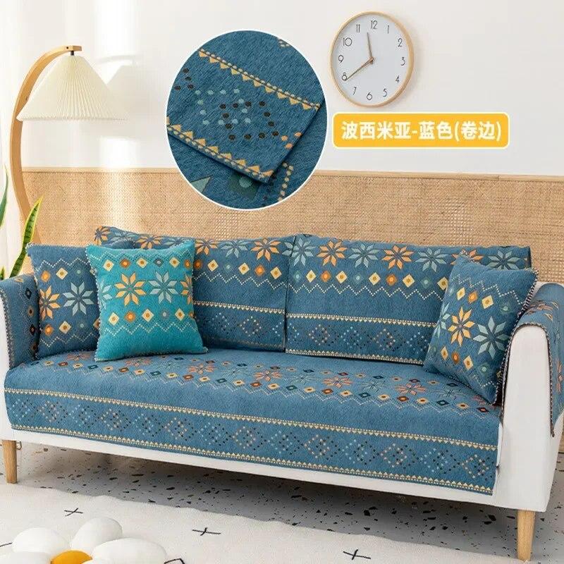 Printed Sofa Cover Four Seasons Universal Chenille Non-Slip Backrest Cover Living Room Sofa Cushion Towel Home Decoration Cover