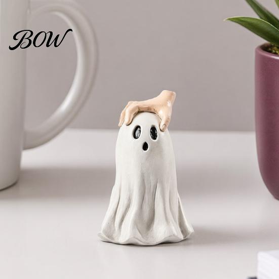 Decorative Ghost for Fall Decor Halloween Figurine, Cute Statue with Creepy Cape Fingers, Whimsical Figurine Home Desk Party Decor, Funny Indoor