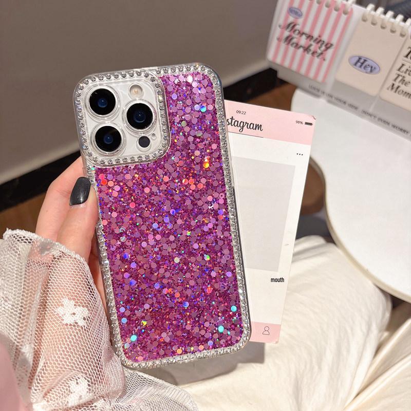 Compatible Samsung A35/A17/A55/S23/S24/S25Ultra Glitter Phone Case with Side Diamonds for Women
