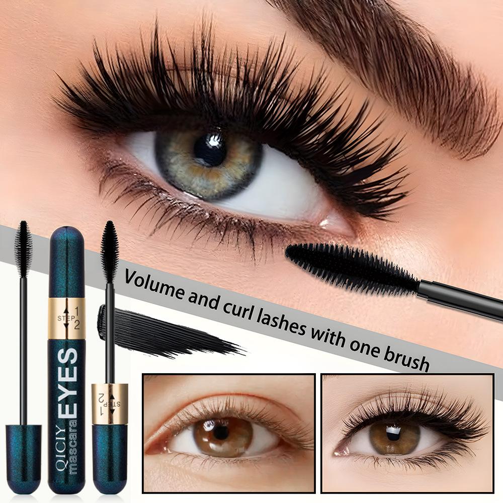 4D Mascara Double Effect Lengthen Curling Thick Eyelash Extension Long Lasting Silk Fiber Eye Lashes Makeup Mascara Cosmetics