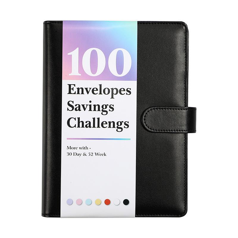 100-Day Envelope Challenge Loose-Leaf Notebook: PU Colored Savings Planner for Couples