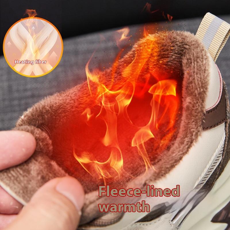 Platform Dad Shoes Women's Winter Leather Bread Shoes Inner Height Increase Velvet Casual Sports Forrest Gump Shoes