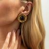 Boucles d'oreilles Clous Rondes Vintage Incrustées de Résine KunJoe pour Femmes Boucles d'oreilles Géométriques Irrégulières Dorées Élégantes Accessoire de Bijoux