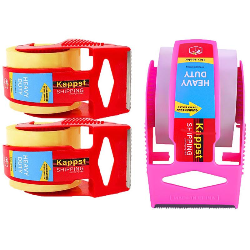 1 Set Transparent Tape Cutter Heavy Duty Packaging Tape With Dispenser For Shipping Clear Packing And Moving Supplies