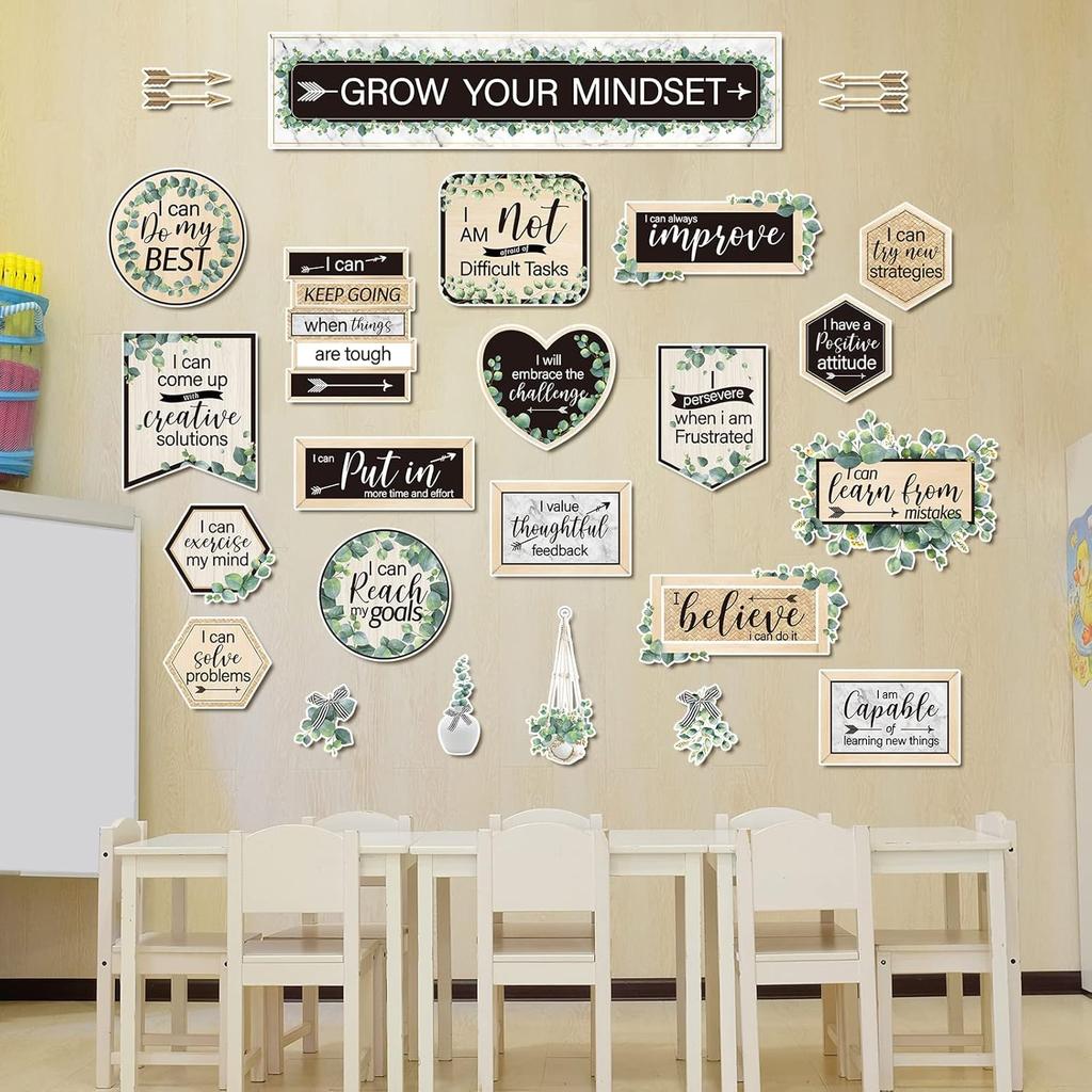 26 Pieces Growth Mindset Posters Bulletin Board Grow Your Mindset Positive Sayings Accents Set for Middle and High School Classroom or Home